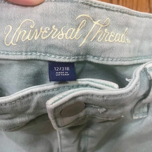 Universal Thread Pale Green Acid Wash Jeans Women’s 12 High Rise Skinny Cotton - Picture 9 of 12